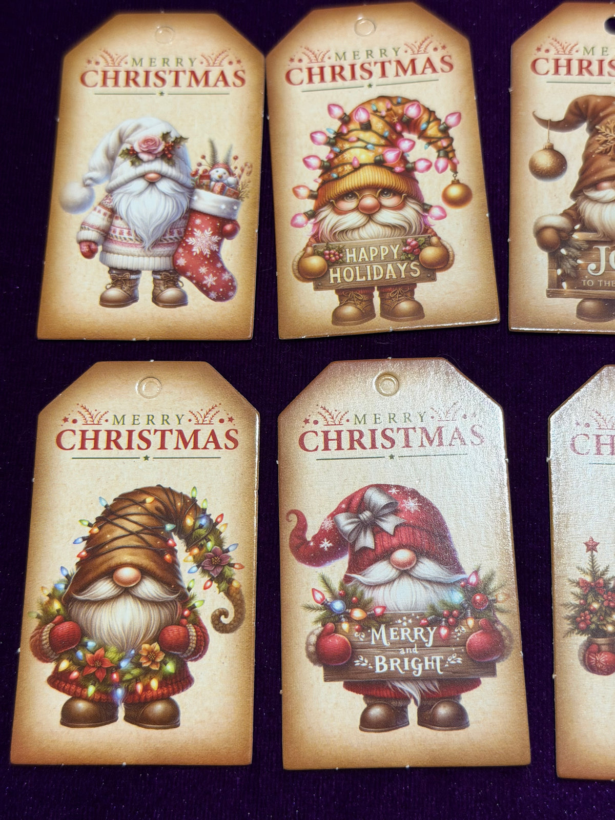 Vintage Christmas Gnome Gift Tags – Pack of 10