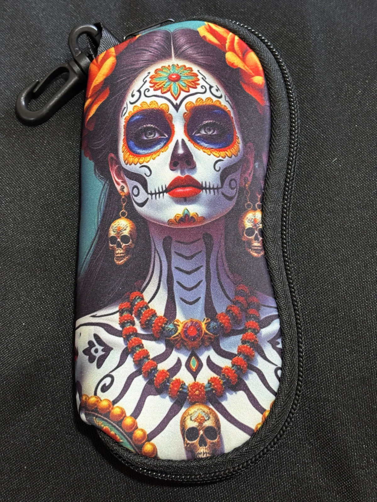 Shockproof Glasses Case – Clip-On Sunglasses Case Sugar Skull