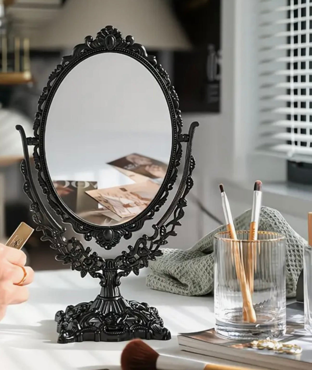 Ornate Black Gothic Vanity Mirror