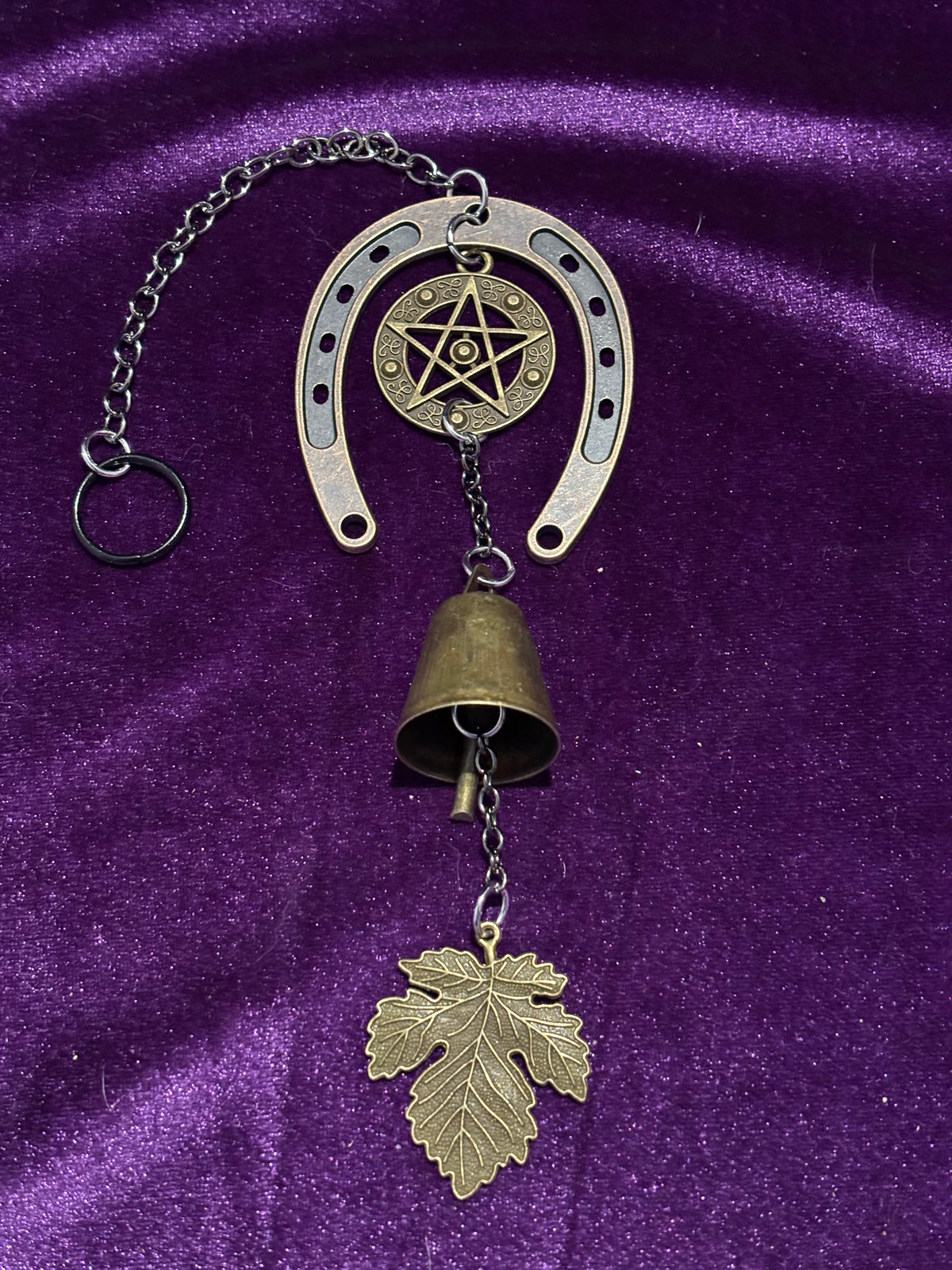 Pentacle Horseshoe Bell Wind Chime