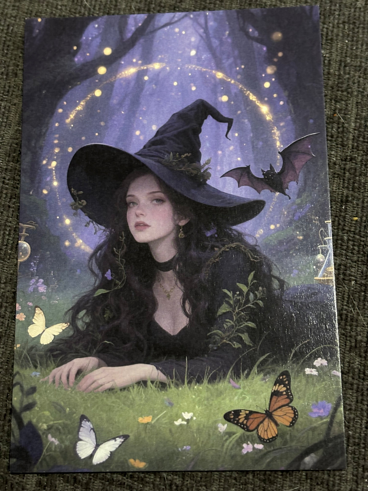 Witch & Familiar A6 Postcard Set – Gothic Fantasy Art Prints – Magical Forest Witch Cards (Set of 4)