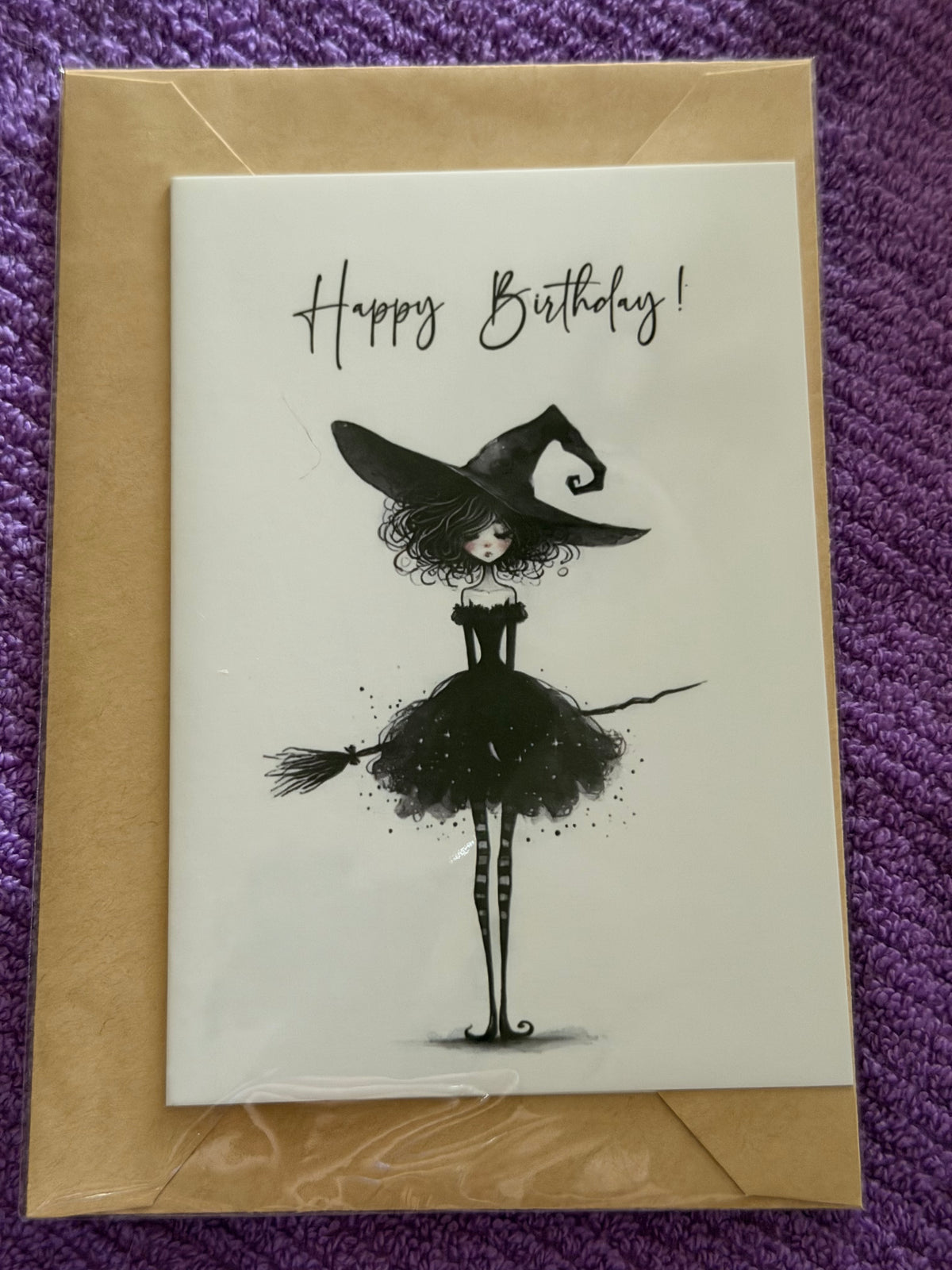 Witch in Black Dress Birthday Card