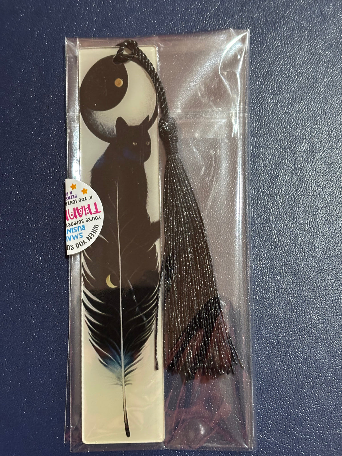Cats & Feathers Acrylic Bookmark with Silk Tassel