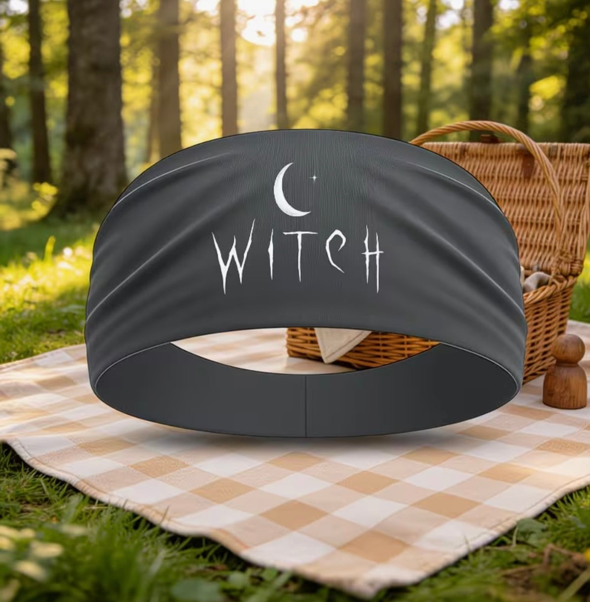 Witch Crescent Moon Headband – Charcoal