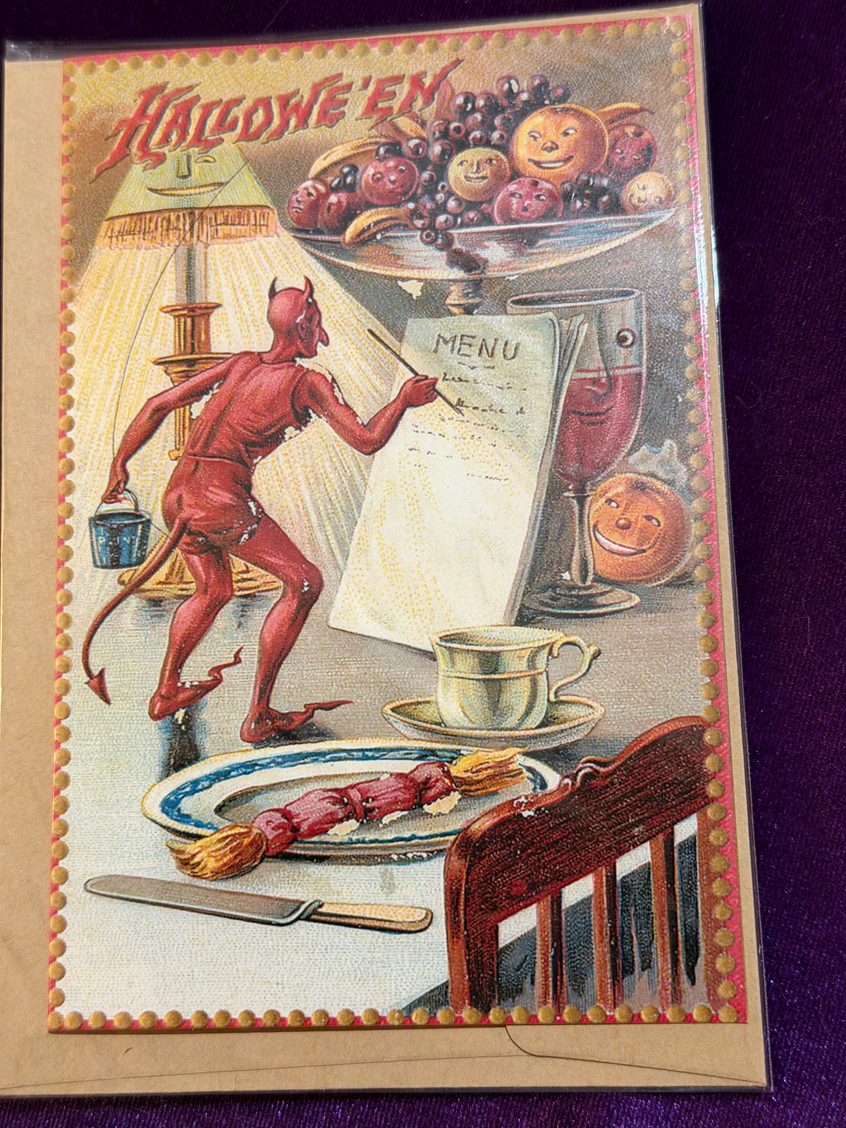 Retro Devil’s Halloween Feast Samhain Card