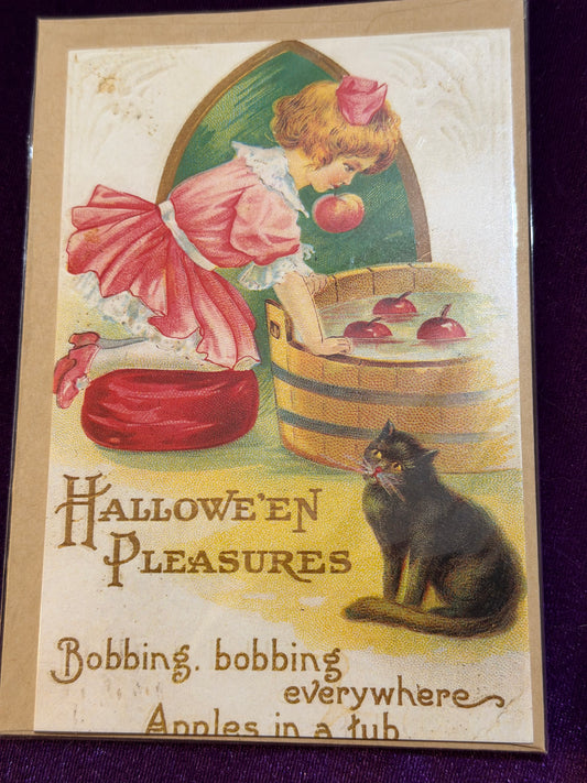 Retro Apple Bobbing Samhain Card
