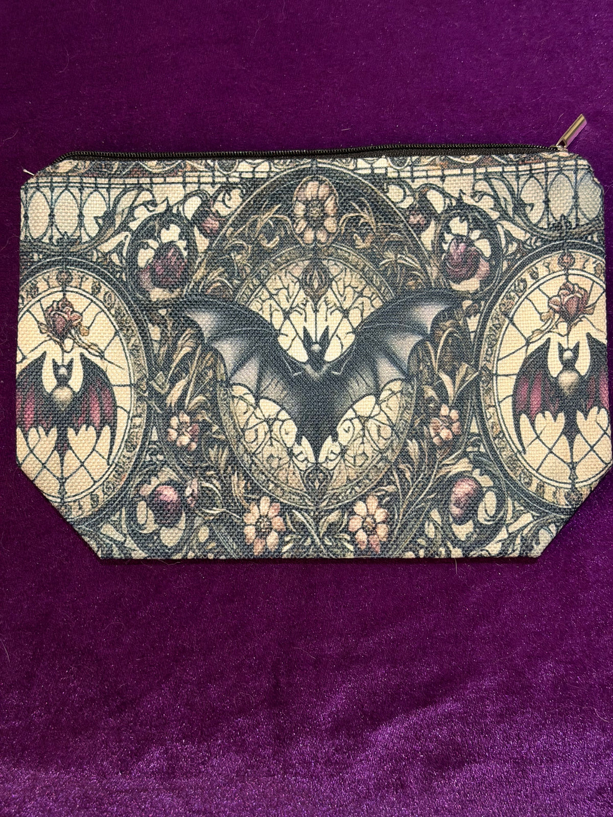 Gothic Bat Canvas Makeup Bag