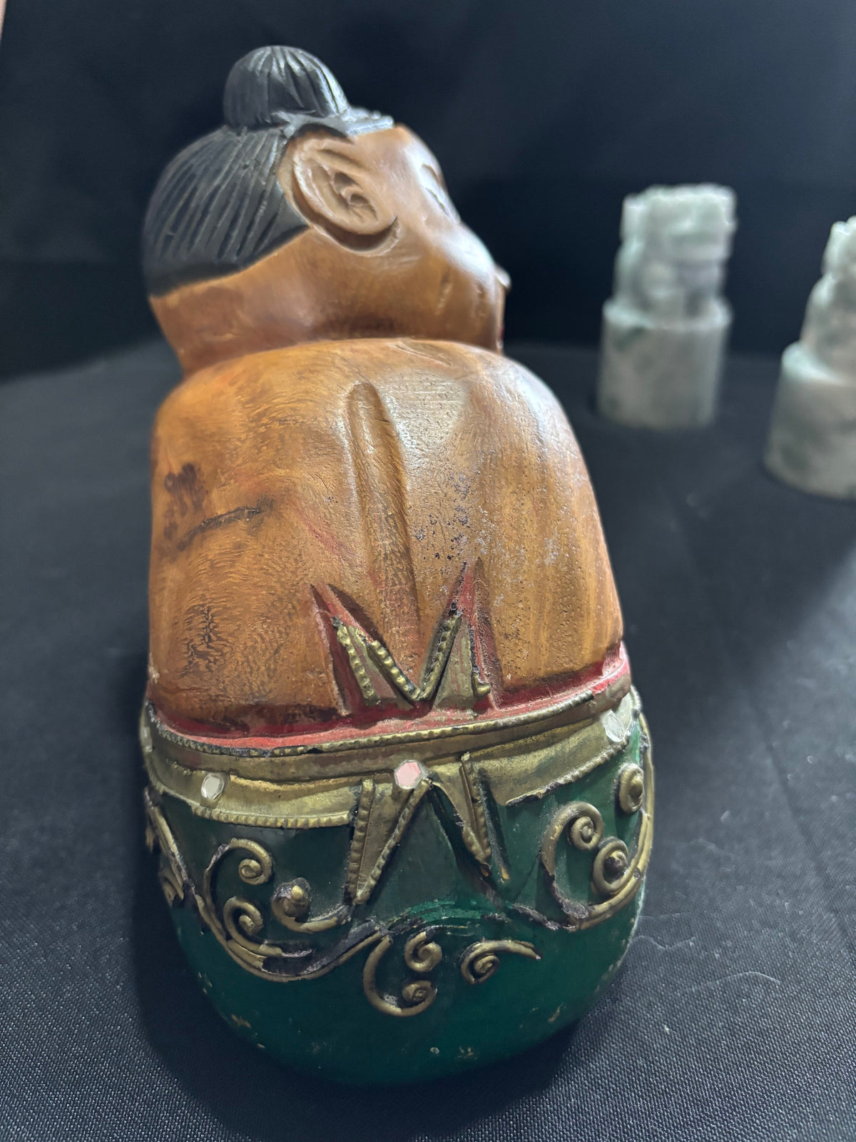 Vintage Hand-Carved Wooden Watermelon Baby Figurine