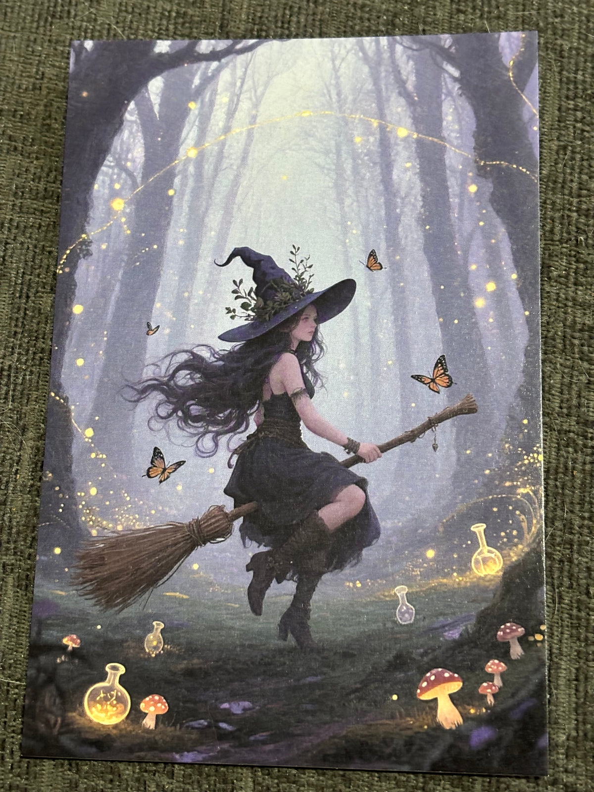 Witch & Familiar A6 Postcard Set – Gothic Fantasy Art Prints – Magical Forest Witch Cards (Set of 4)