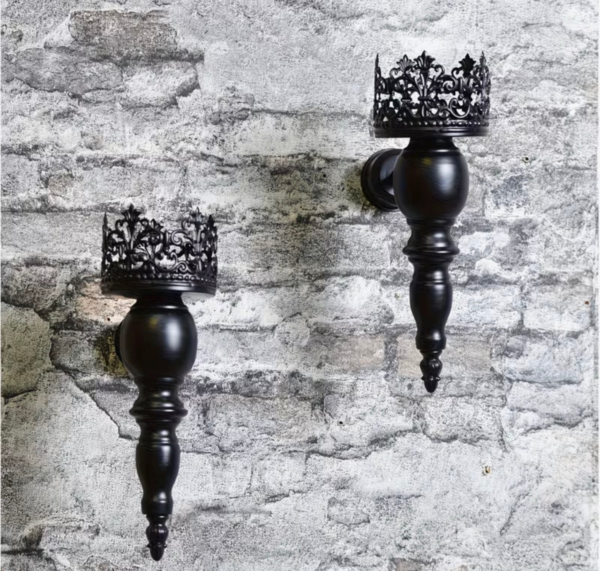 The Midnight Crown – Gothic Wall Candle Sconces – Pair