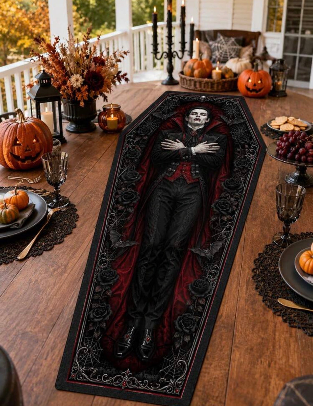Gothic Vampire Coffin Table Runner
