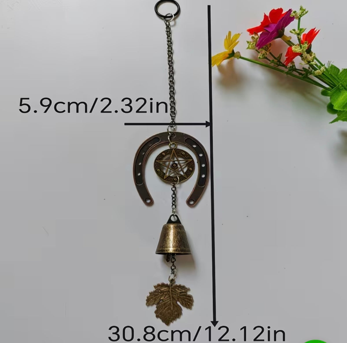 Pentacle Horseshoe Bell Wind Chime