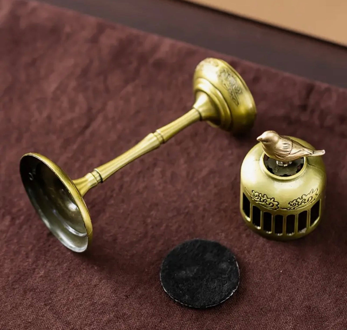 Antique-Brass-Tone Bird Incense Burner