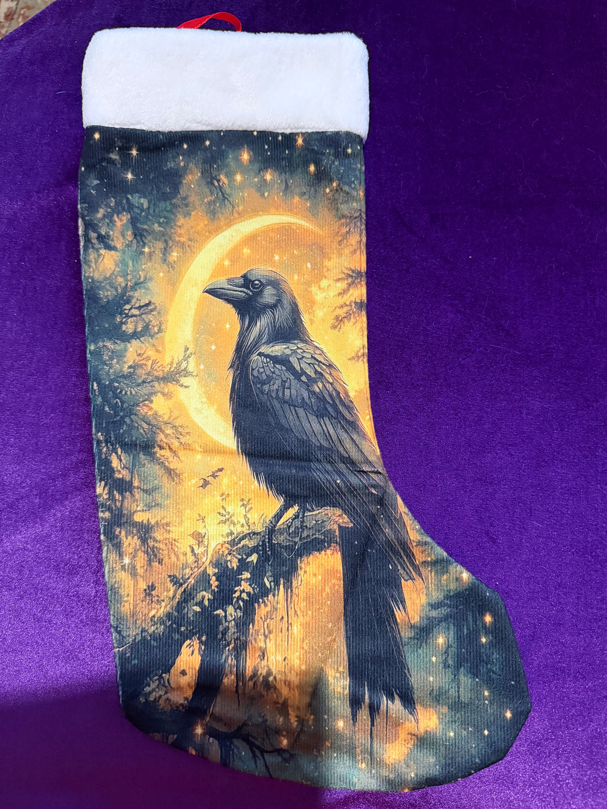 Raven Moon Velvet Christmas Stocking