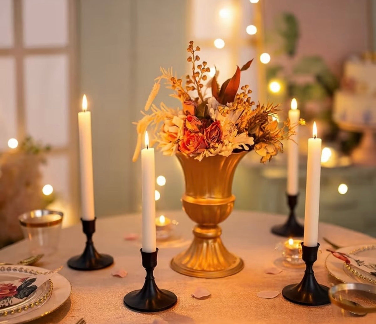 Black Wrought-Iron Taper Candle Holder – Classic Gothic Style