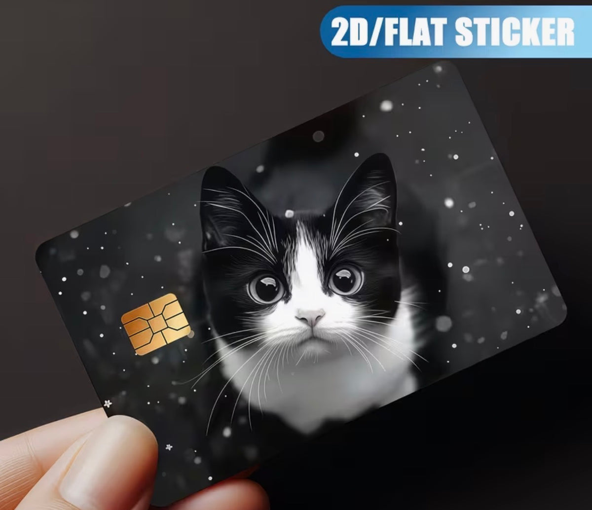 Wide-Eyed Tuxedo Cat Bank Card Skin