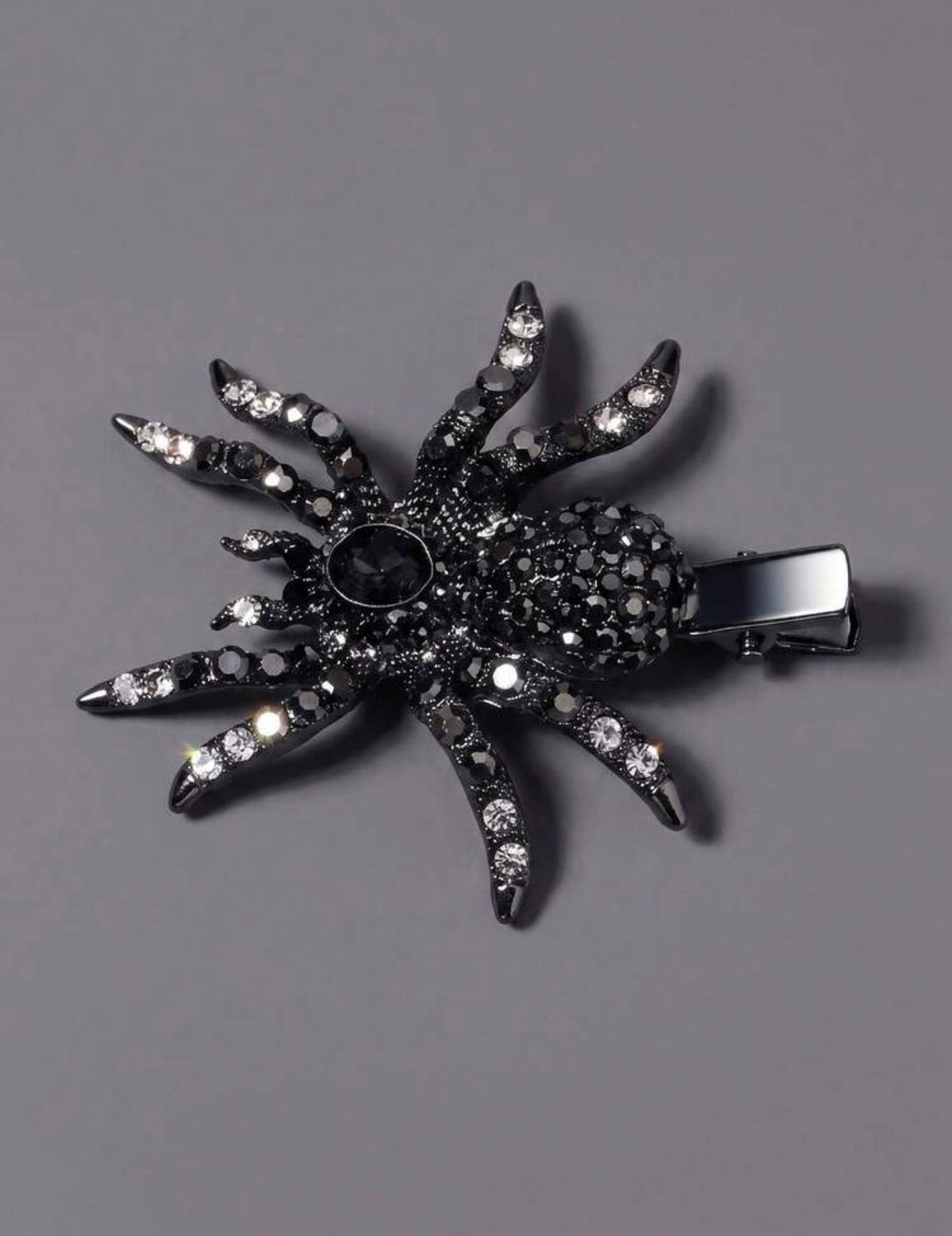 Black Crystal Gothic Spider Hair Clip