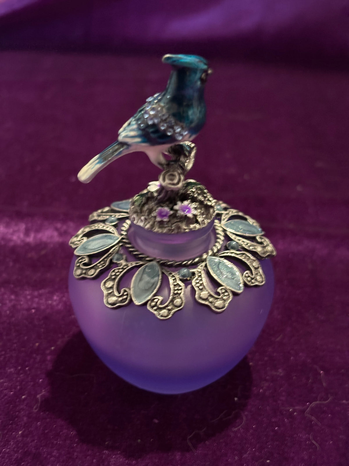 Handmade Blue Bird Jeweled Glass Perfume Bottle – 25ml