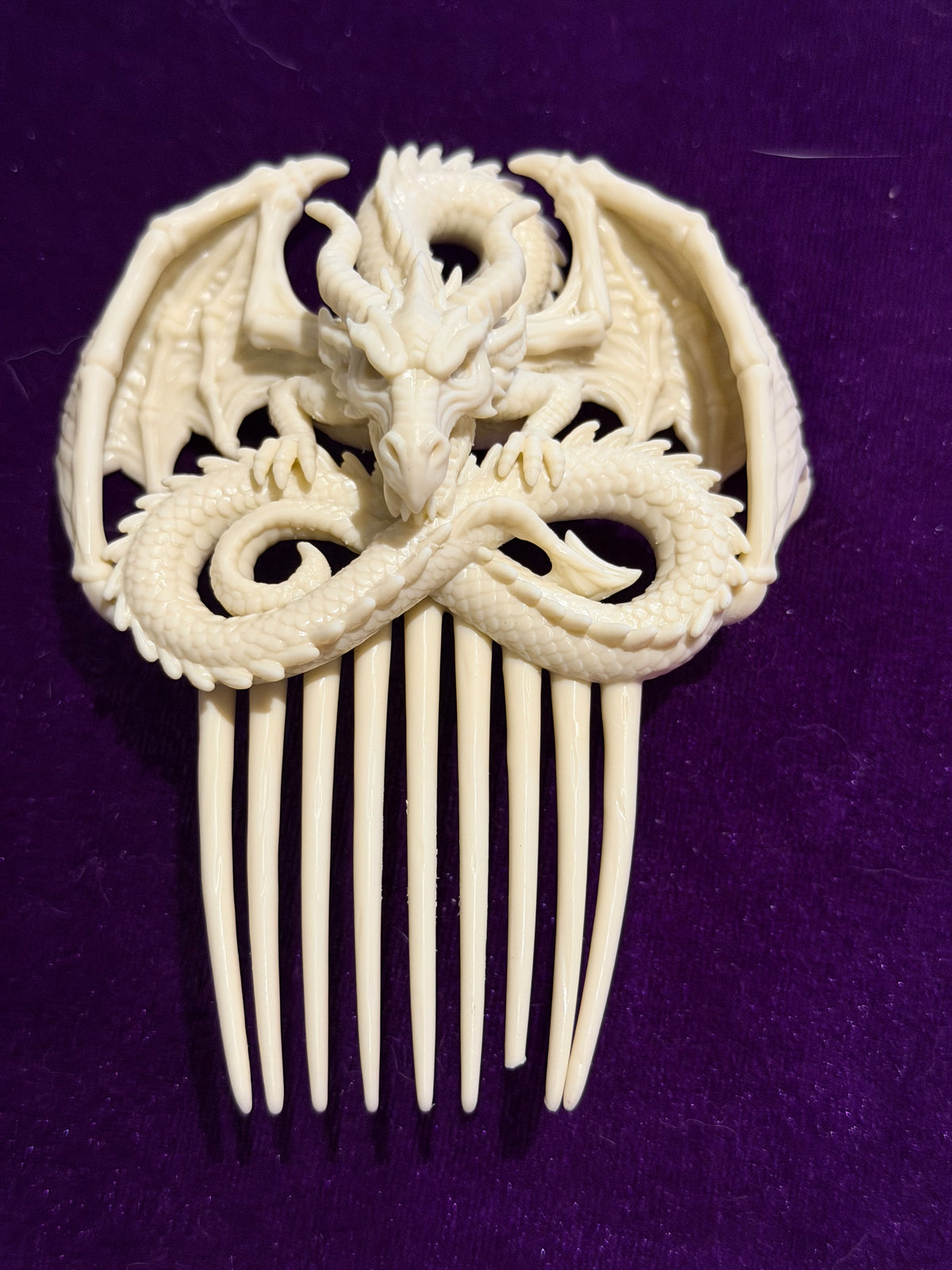 Gothic Ivory Winged Dragon Hair Comb