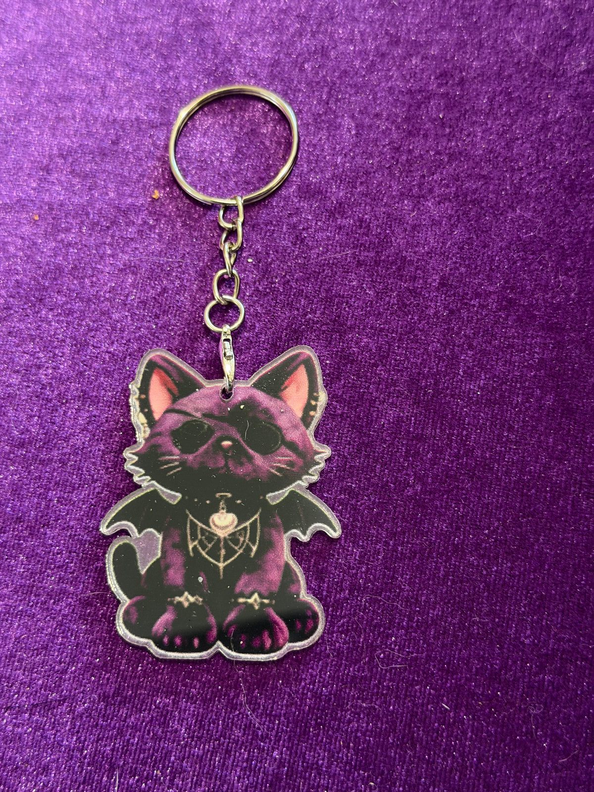 Gothic Bat-Winged Cat Keyring