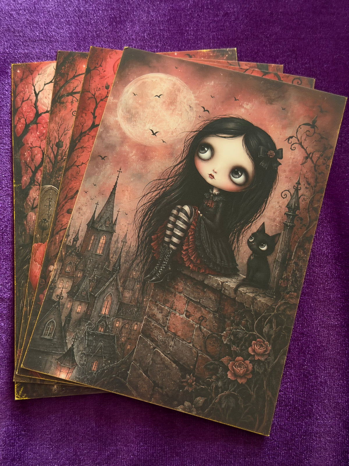 Crimson Moon Mini Art Prints – Set 5