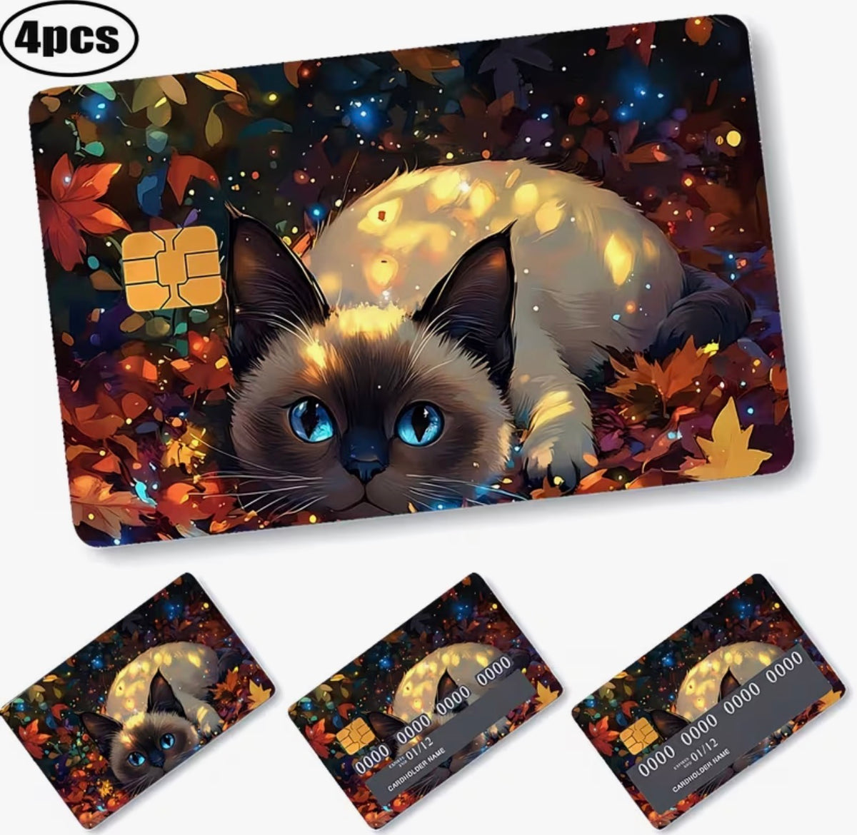 Moonlit Cat Bank Card Skins – Set of 4