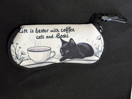 Shockproof Glasses Case – Clip-On Sunglasses Case Cat’s & Books