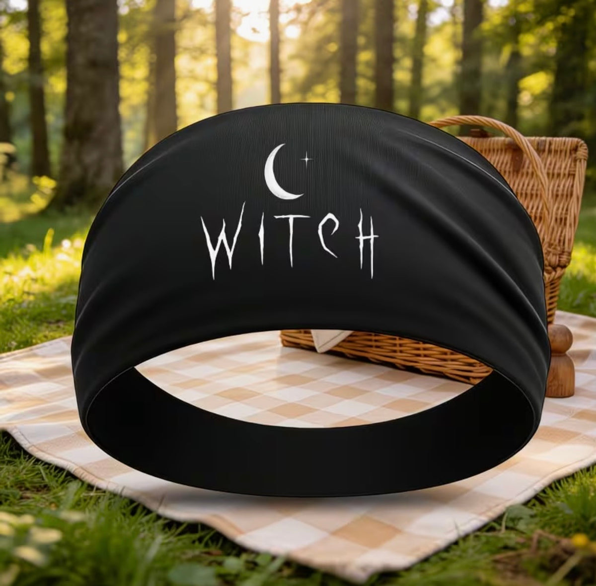 Witch Crescent Moon Headband – Black