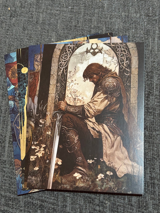 Medieval Wizards & Knights Postcard Set (4 Cards) | Fantasy Art A6 Postcards