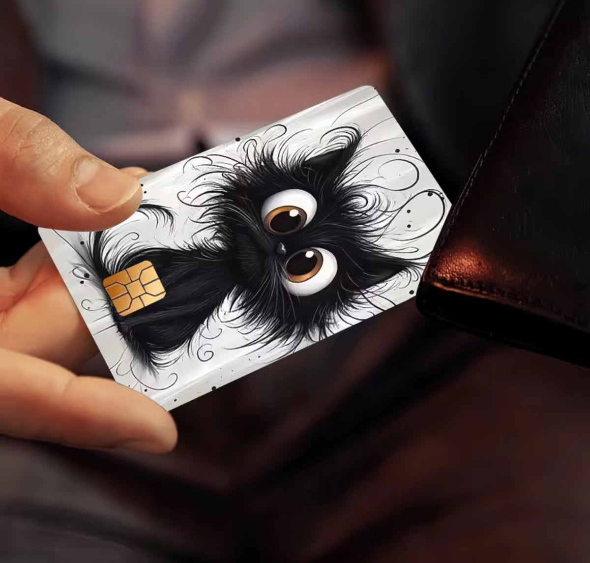 Crazy Black Cat Bank Card Skin