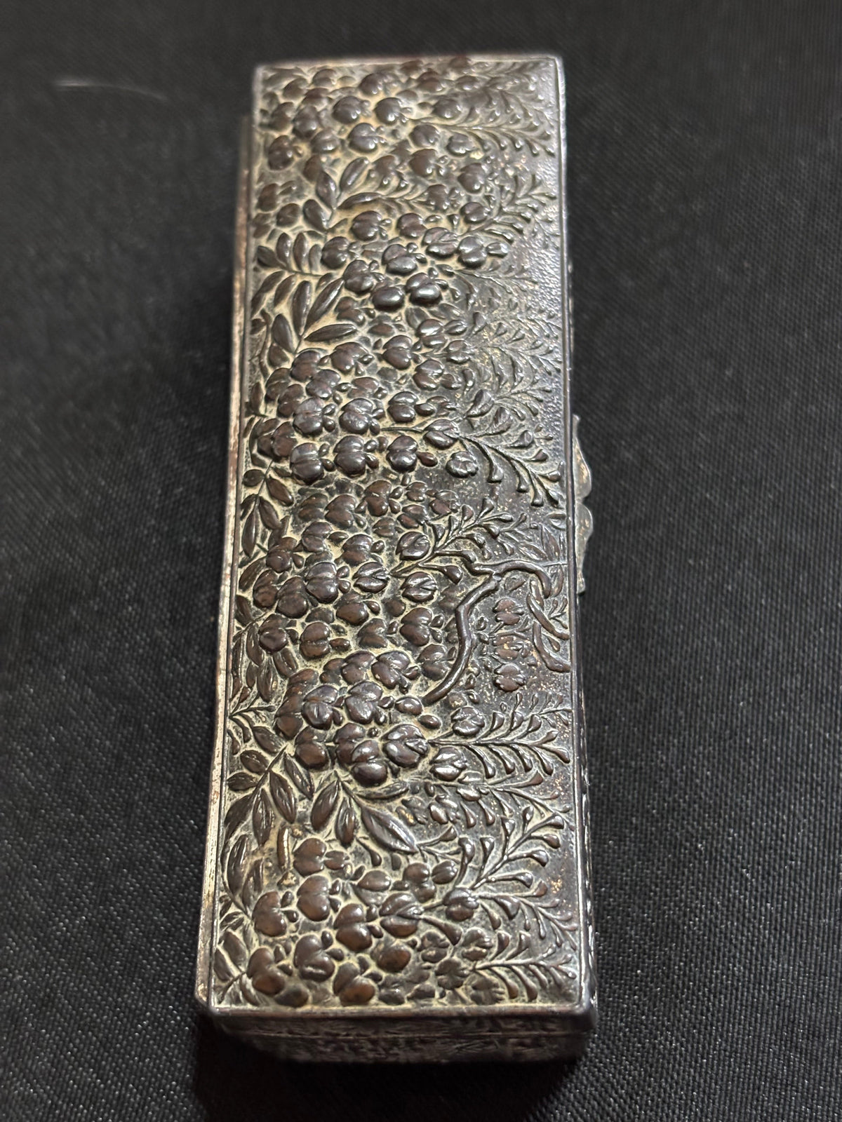 Antique Chinese Silver Floral Trinket Box with Gilt Interior – Circa 1900