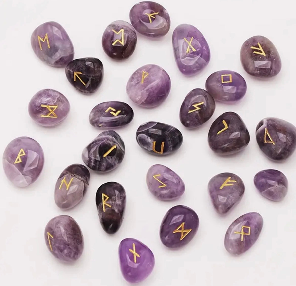 Amethyst Elder Futhark Rune Stone Set