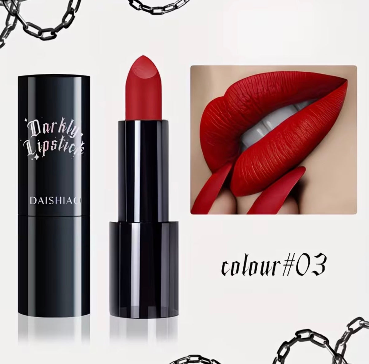 Darkly Lipstick Trio – Red, Plum & Black
