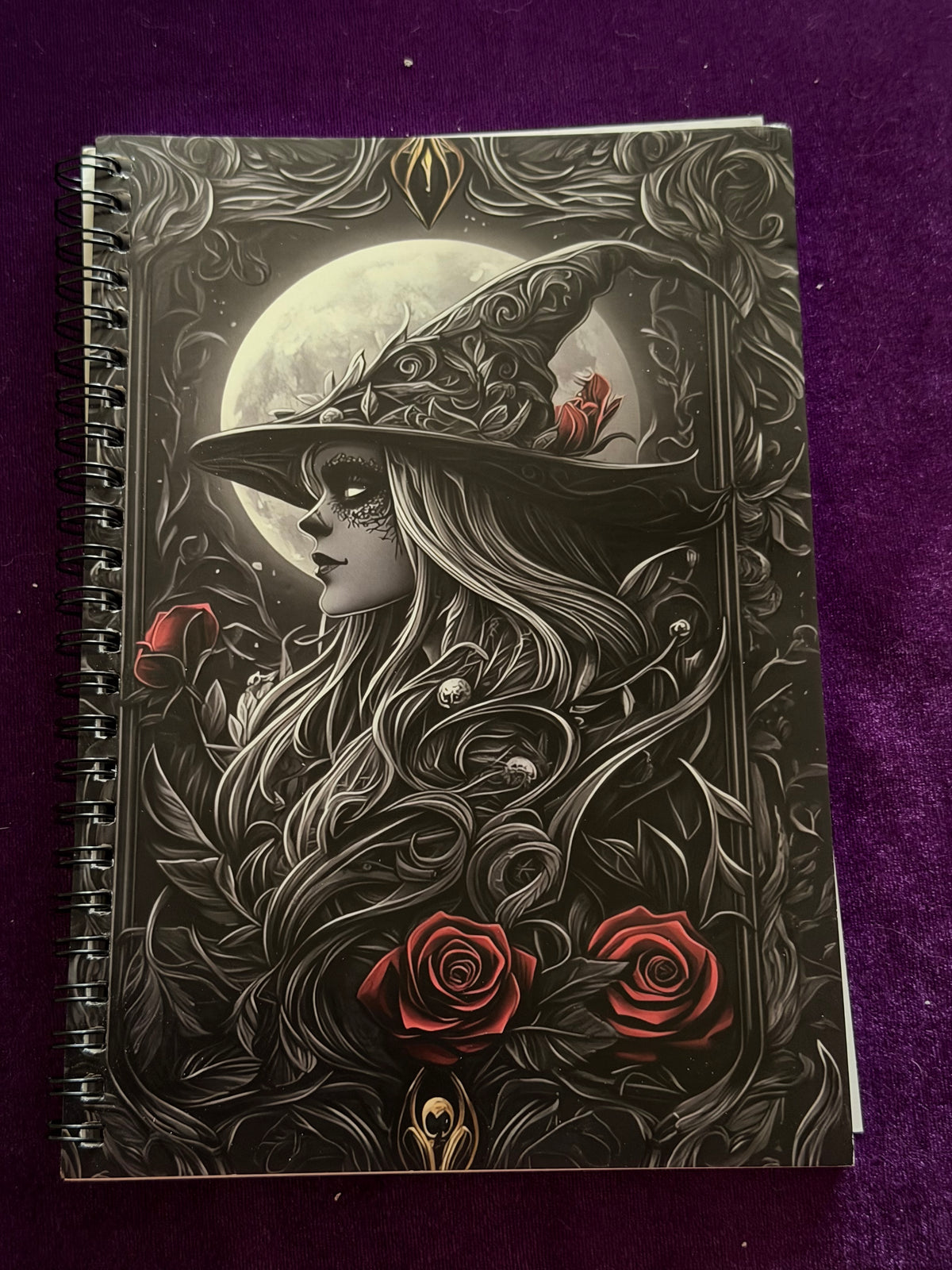 Moonlit Witch & Roses – Gothic Notebook