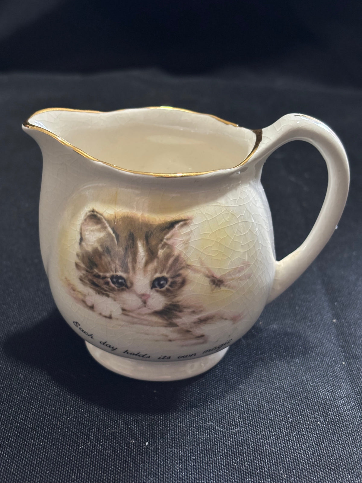 Vintage Crown Devon Kitten Cream Jug – “Each Day Holds Its Own Magic”