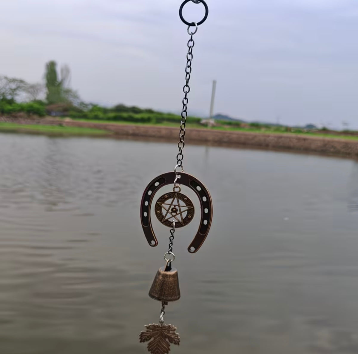 Pentacle Horseshoe Bell Wind Chime