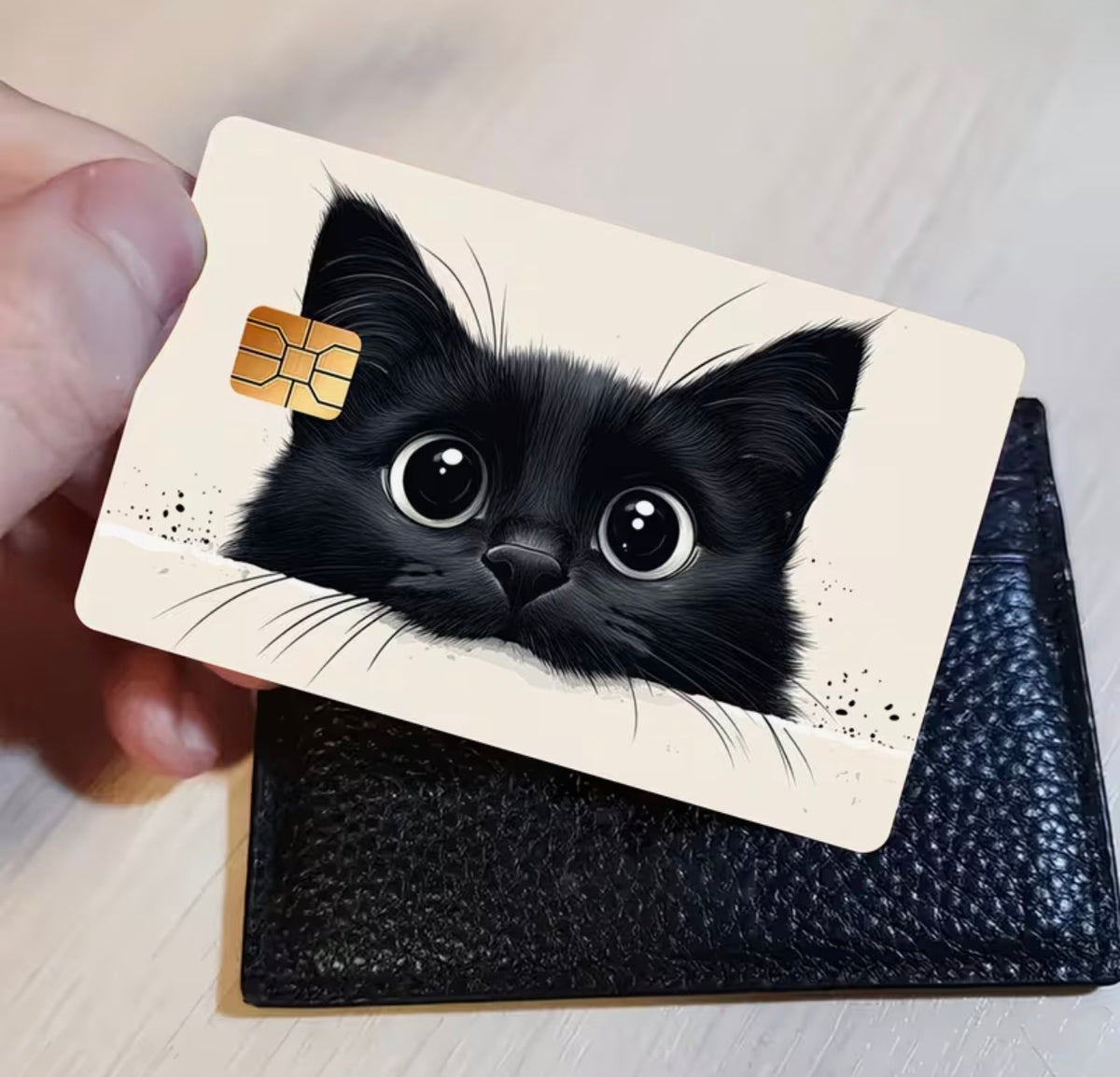 Peeking Black Cat Bank Card Skin