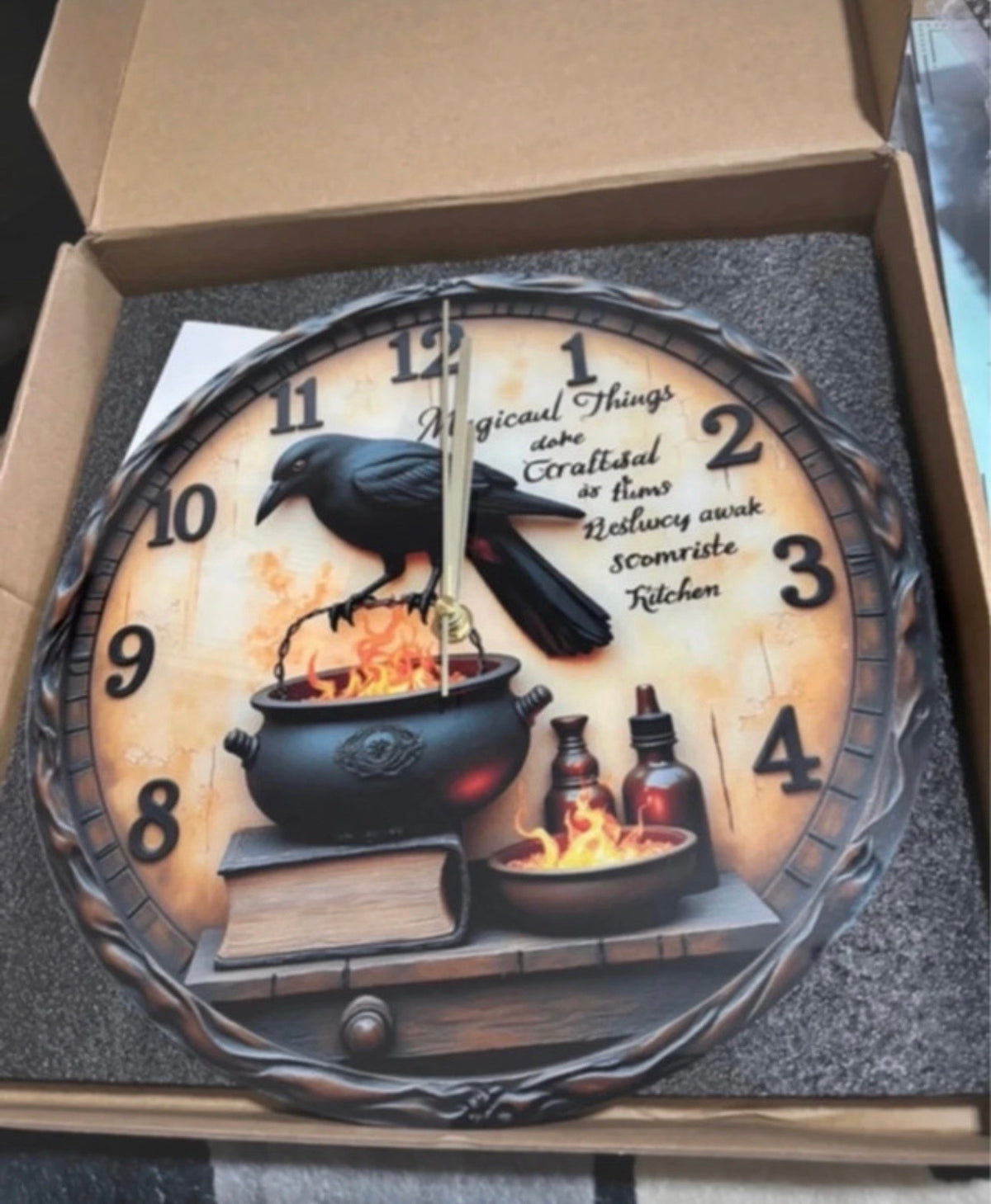 Magical Things – Raven & Cauldron 30cm Gothic Wall Clock