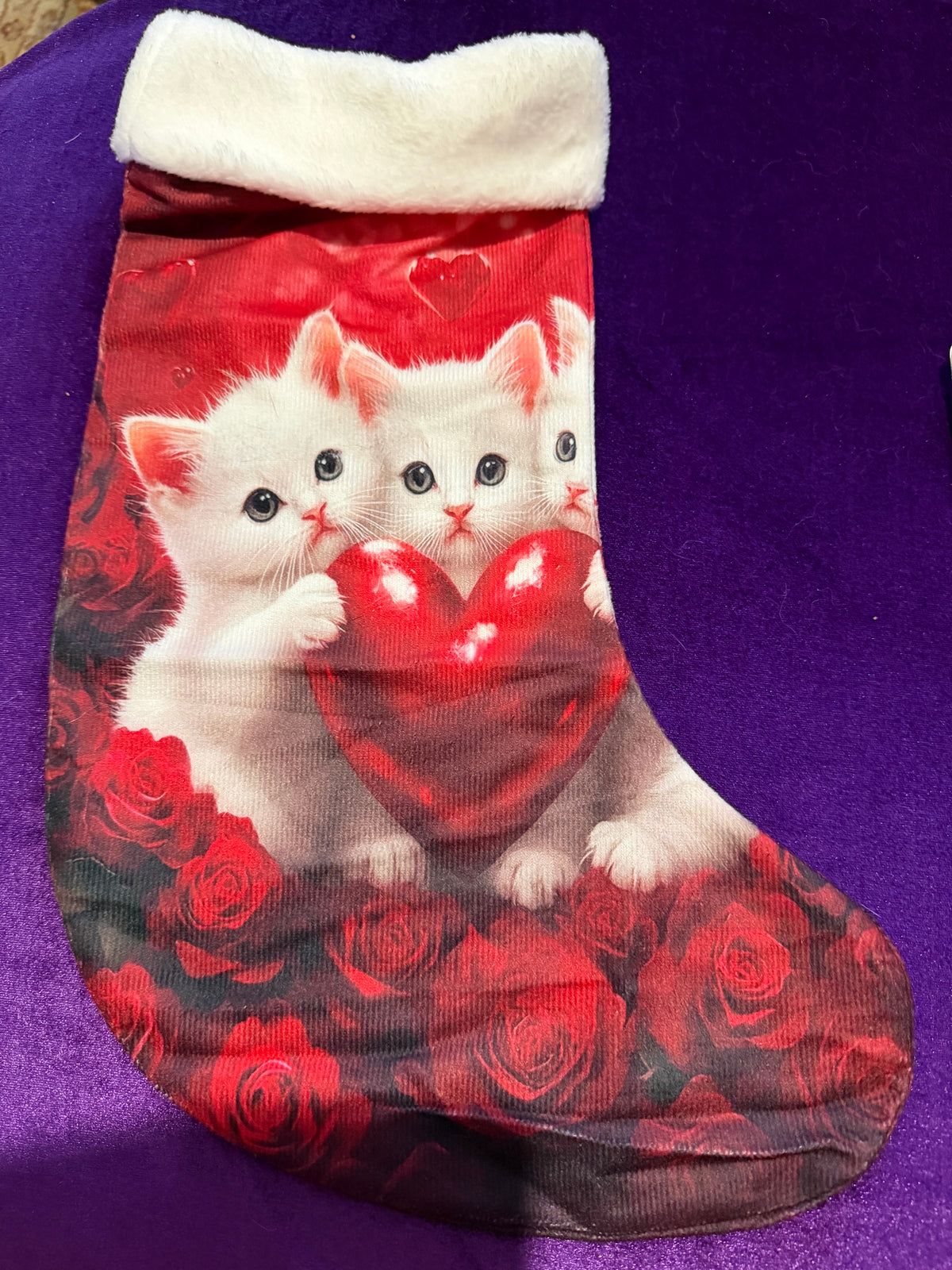 Three Little Kittens Velvet Yule Stocking