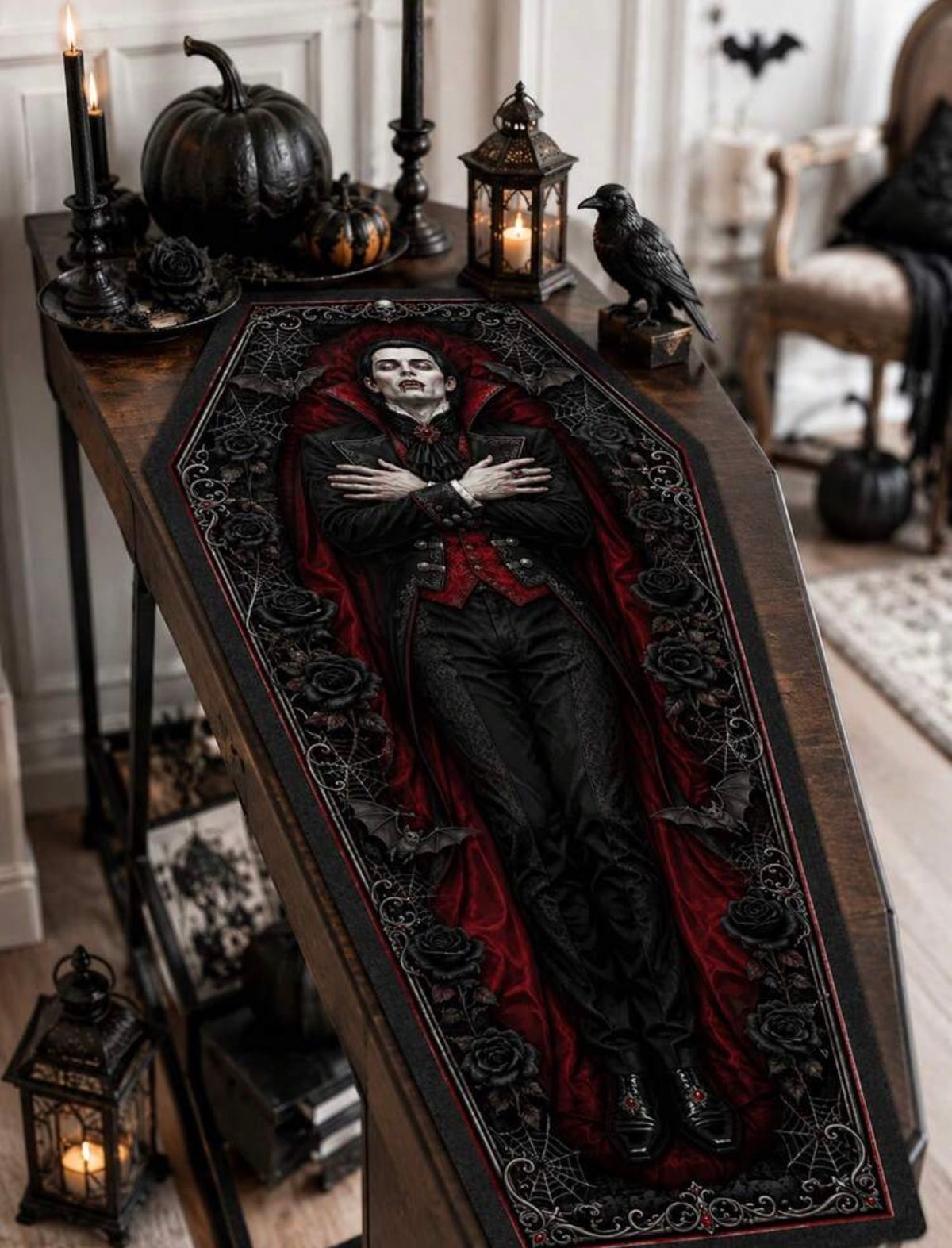 Gothic Vampire Coffin Table Runner