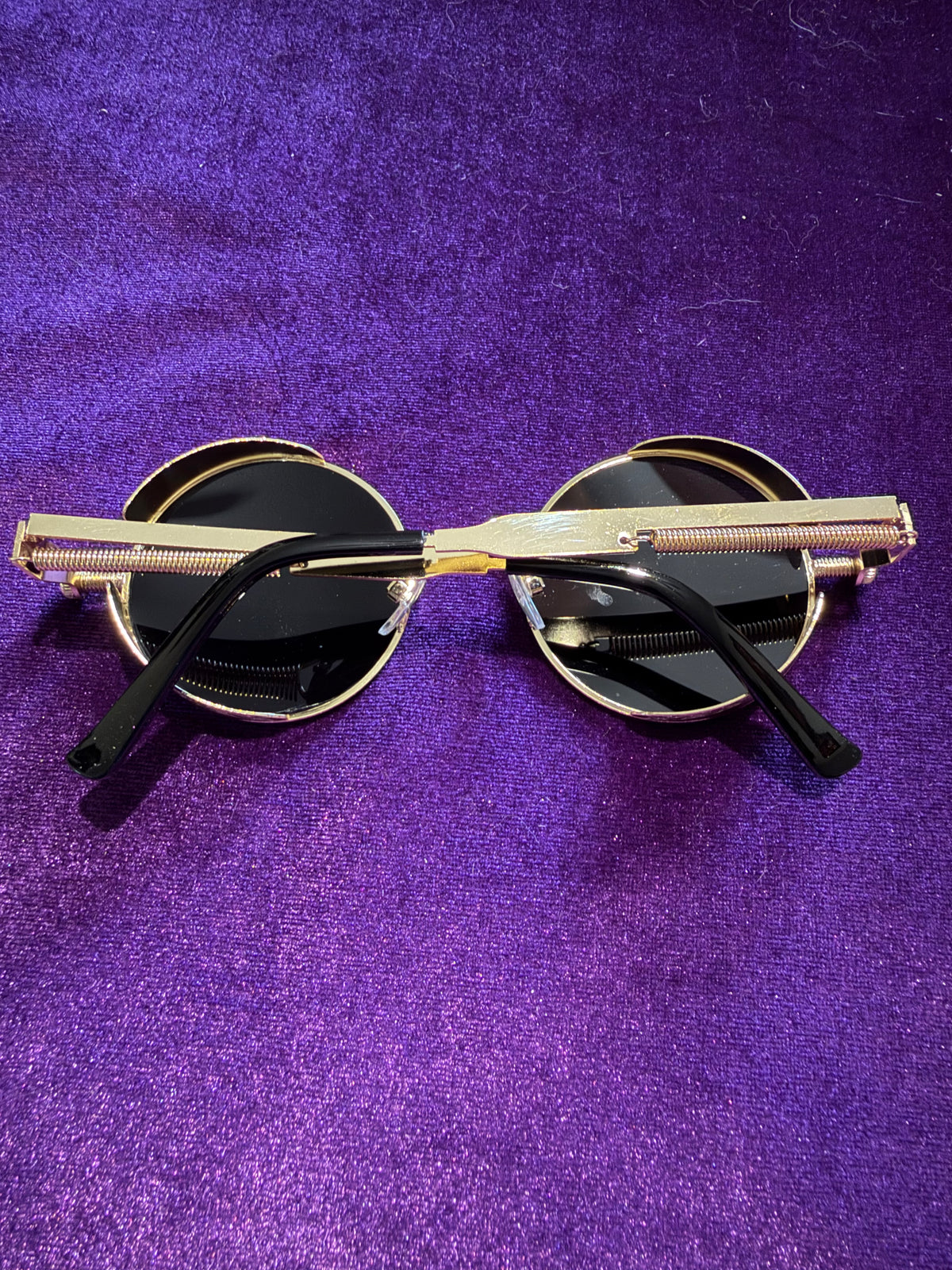 Gold Gothic Round Anti-Glare Sunglasses