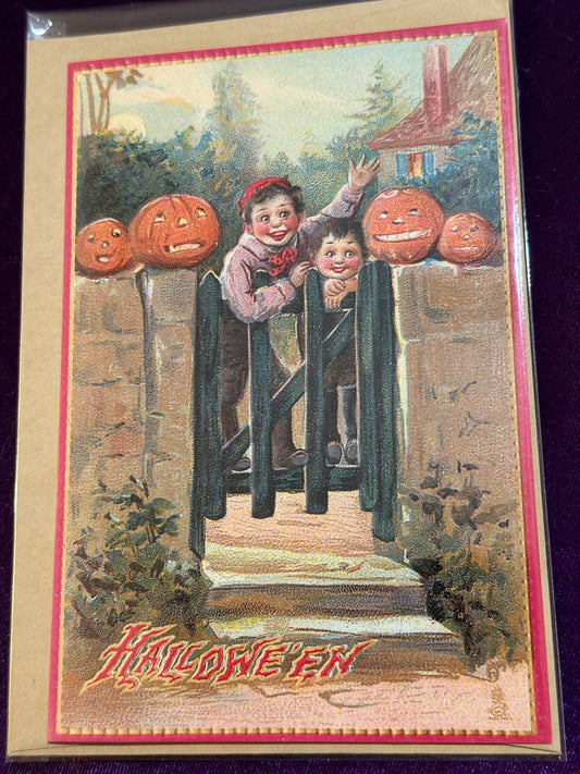 Retro Pumpkin Gate Samhain Card