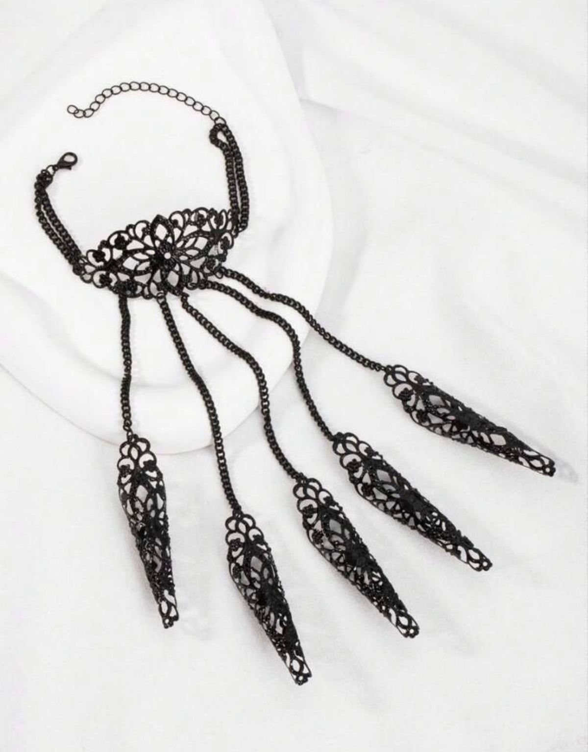 Gothic Black Filigree Hand Armour with Finger Claws