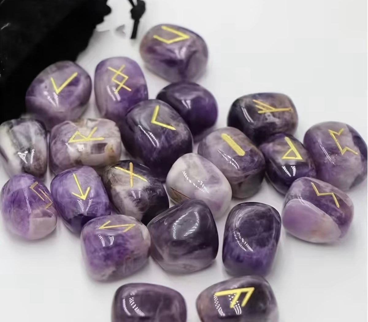 Amethyst Elder Futhark Rune Stone Set