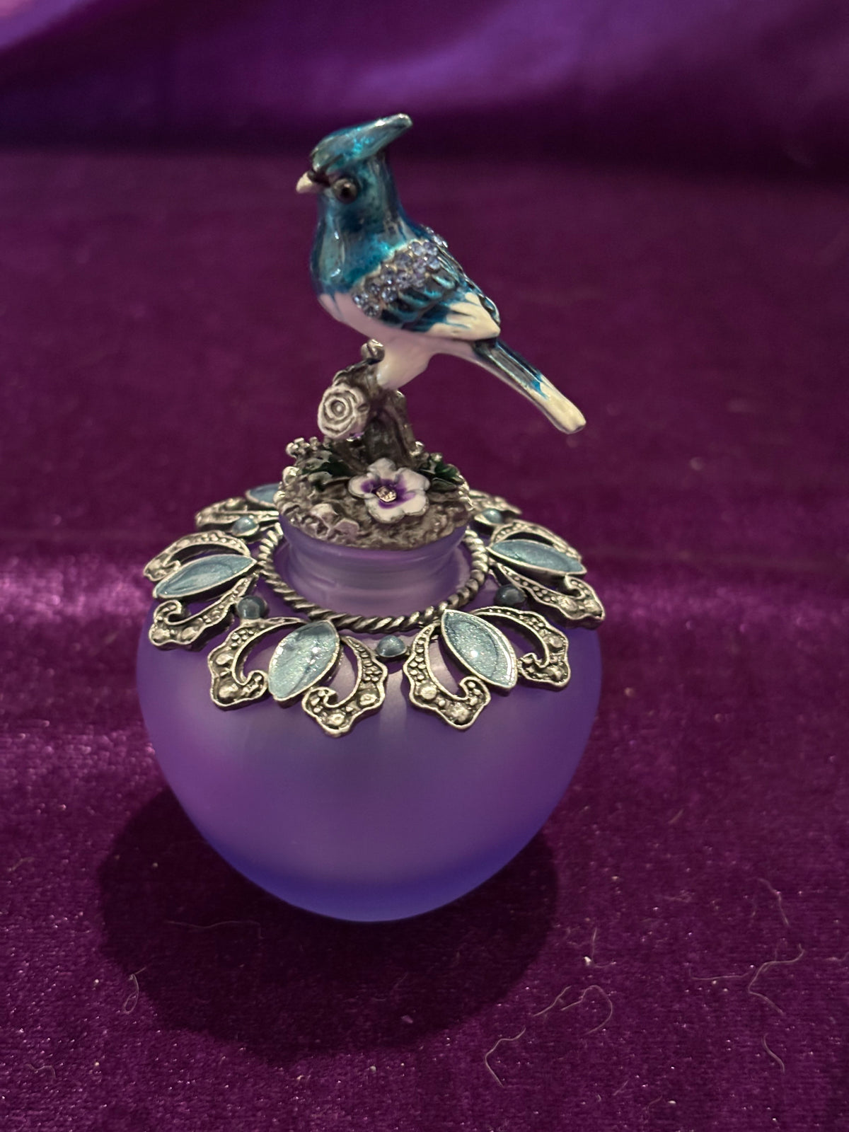 Handmade Blue Bird Jeweled Glass Perfume Bottle – 25ml