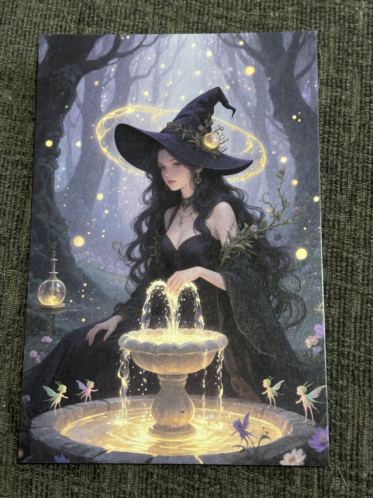 Witch & Familiar A6 Postcard Set – Gothic Fantasy Art Prints – Magical Forest Witch Cards (Set of 4)