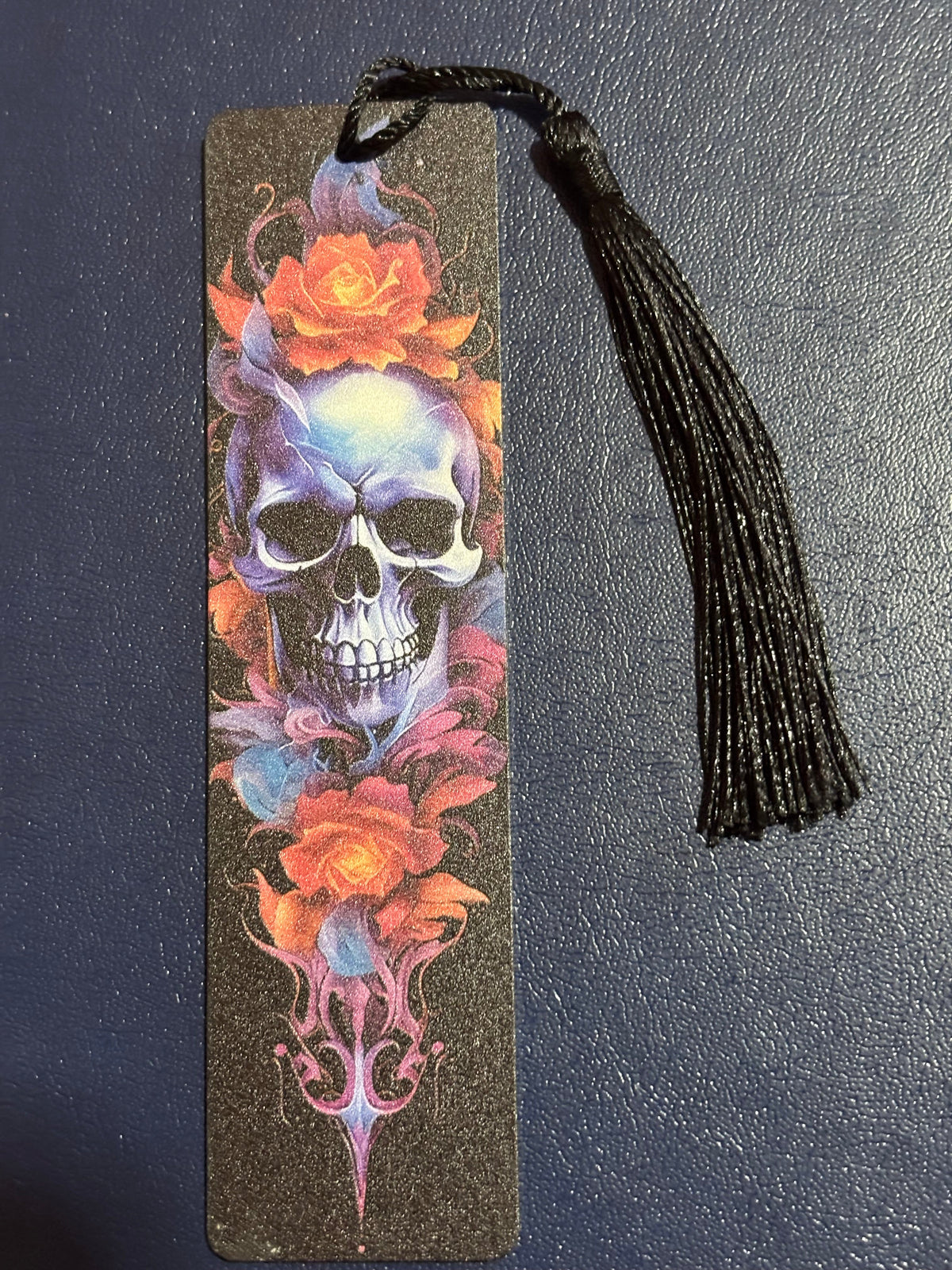 Skulls & Roses Acrylic Bookmark with Silk Tassel