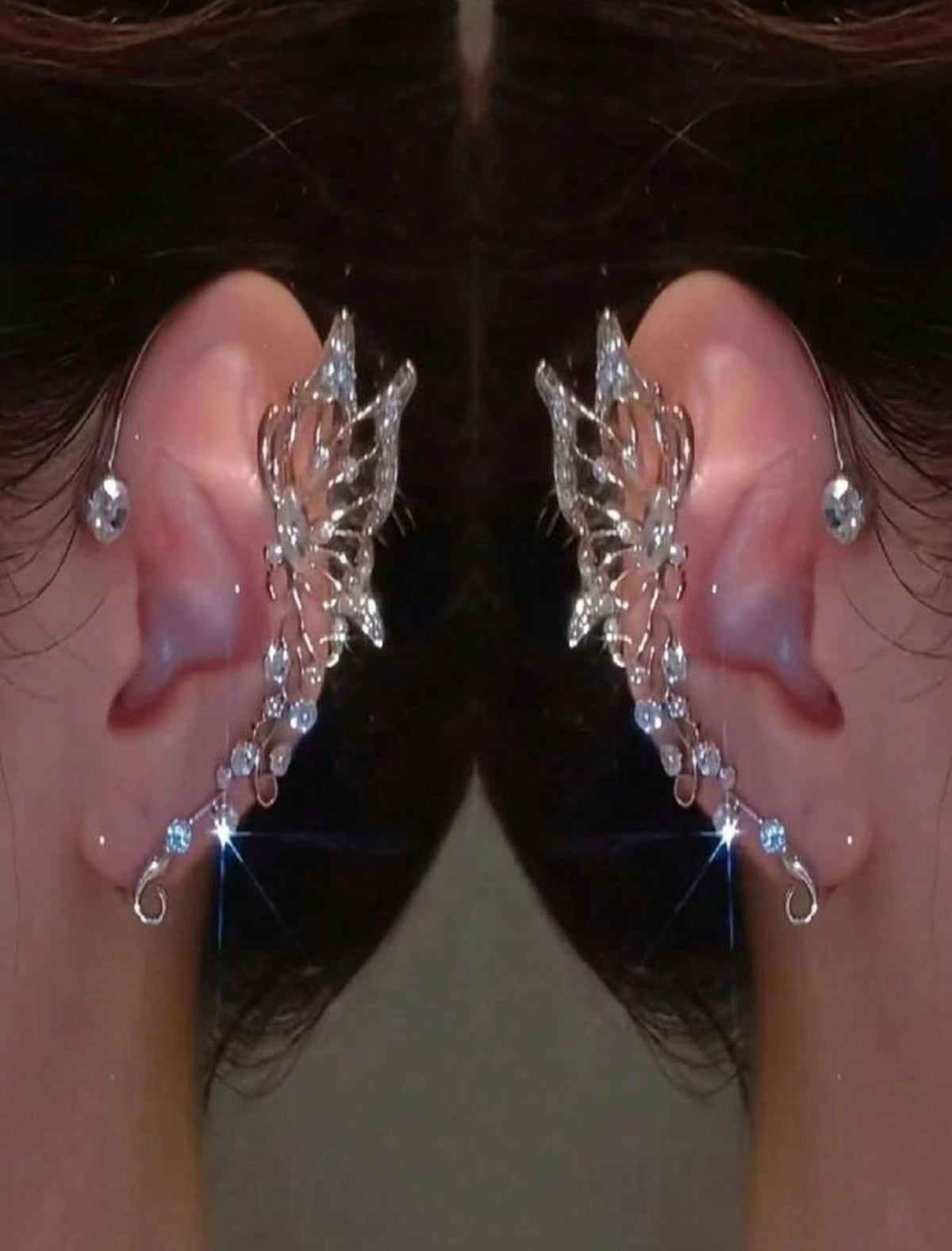 Rose-Gold Butterfly Crystal Ear Cuffs