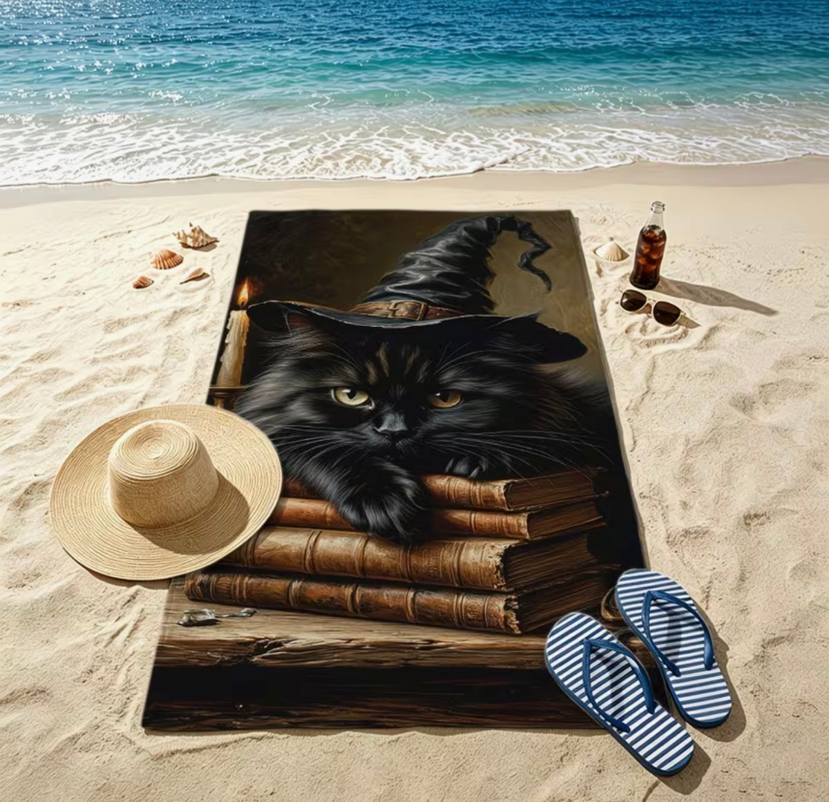 Black Magic – Gothic Cat Bath & Beach Towel