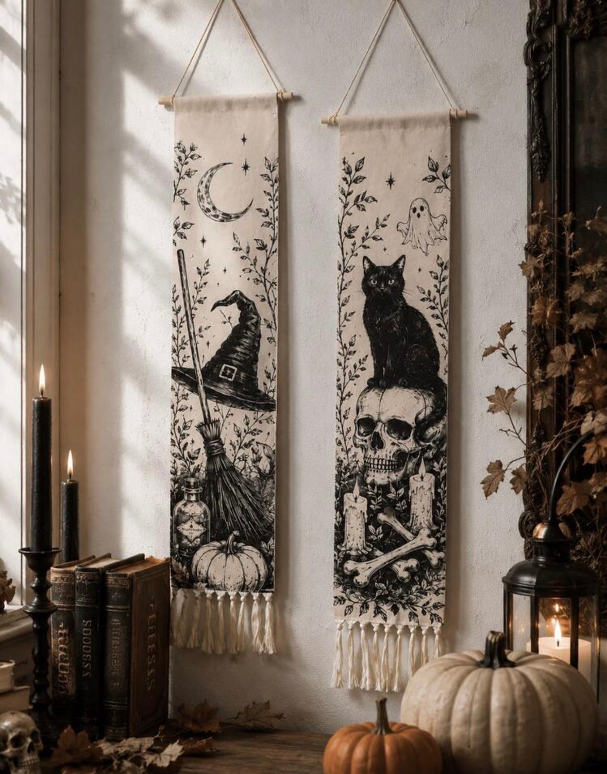 Witch & Familiar Gothic Wall Hanging